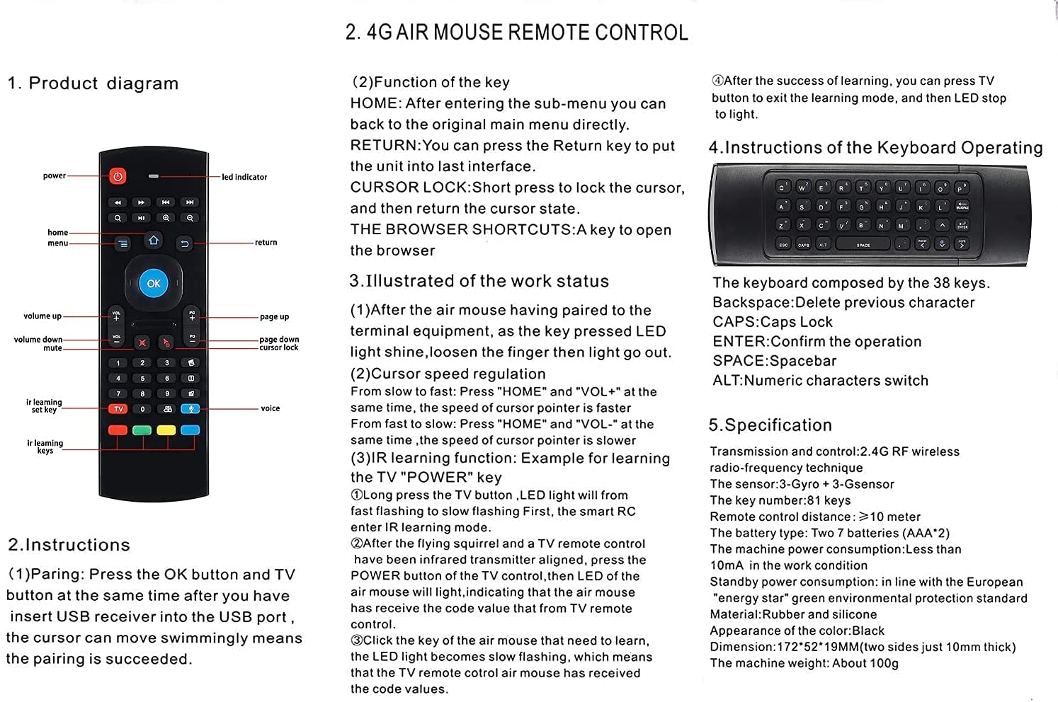 s77 pro, voice remote control keyboard for android, windows, mac